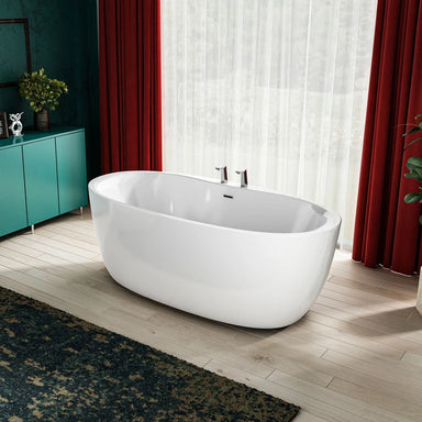 Charlotte Edwards Callisto Small Freestanding Bath, gloss white in a bathroom space