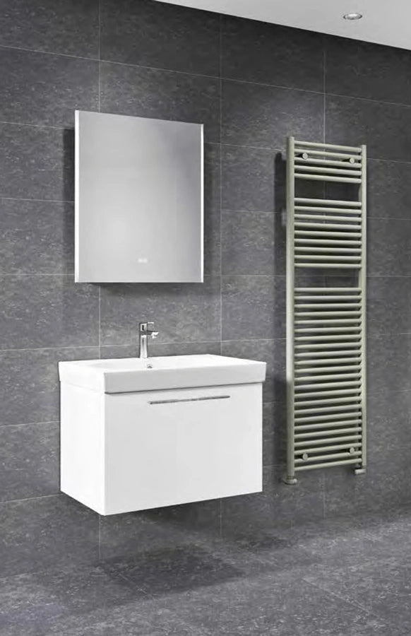 Tissino Angelo Bluetooth Mirror Touch Sensor & Light, 500x700mm, in a bathroom space fixed to a grey wall