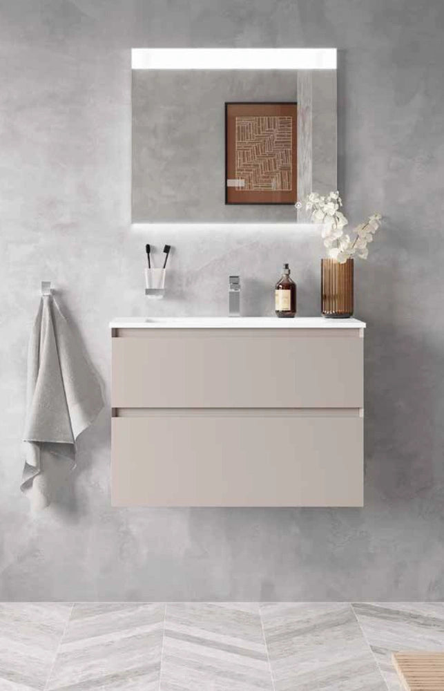 Tissino Leone Strip Lighting Mirror De-mister Touch Double shown in a bathroom space