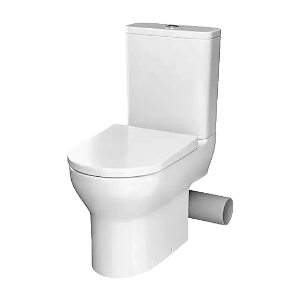 Tissino Nerola Rimless Closed Coupled Pan, Cistern WC - Right Hand Pan Cut wrapover seat, clear background image