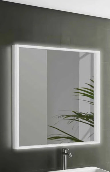 Tissino Valenza Front Lit Mirror De-mister Triple Touch square in a bathroom space
