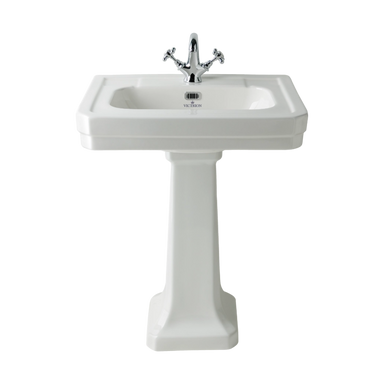 BC Designs Victrion Ceramic Bathroom Basin / Sink sitting on Pedestal 640mm with one tap hole
