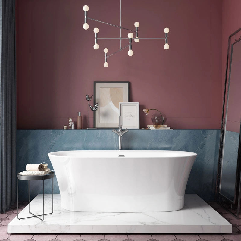 Charlotte Edwards Luna Acrylic Freestanding Bath, front facing gloss white bathtub in a bathroom space