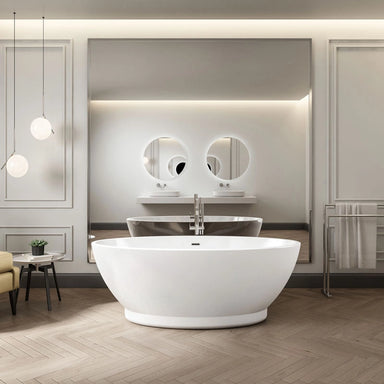 Charlotte Edwards Shard Acrylic Freestanding Bath, gloss white in a bathroom space