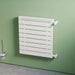 Eucotherm Minerva Radiator white, in a living space contrasting green wall interior background