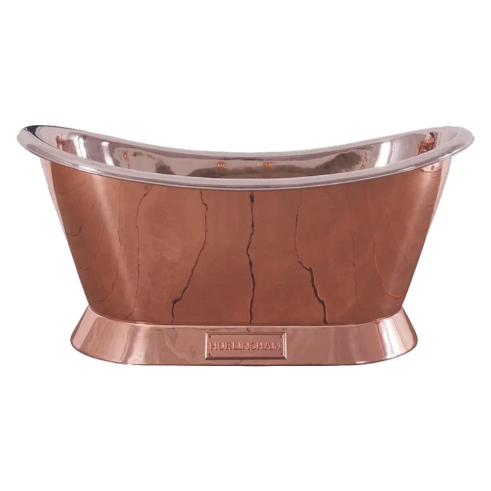 Hurlingham Copper Bateau Bath, Roll Top Bathtub, 1670x720mm