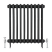 Arroll Cast Iron Radiator in Black with Arroll UK10 Angled Manual Radiator Valve & Lockshield on white background in Chrome finish