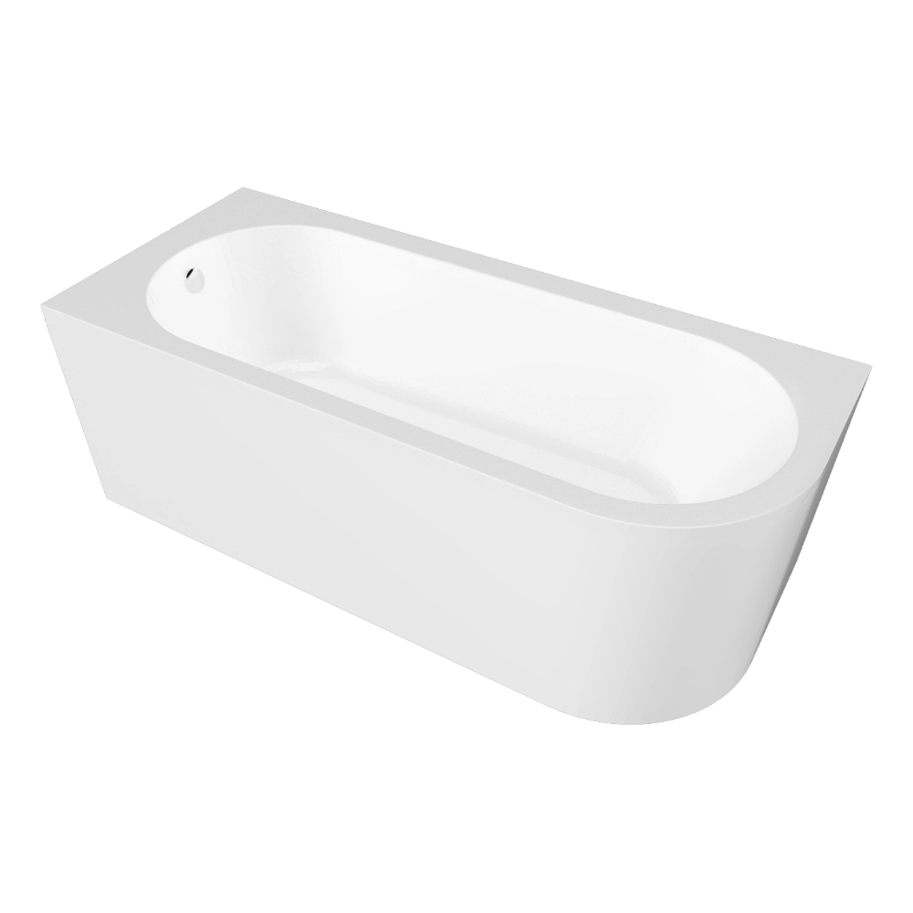 BC Designs Ancorner Acrylic Shower Bath, Back To Wall Bathtub 1700mm x 750mm left hand 
