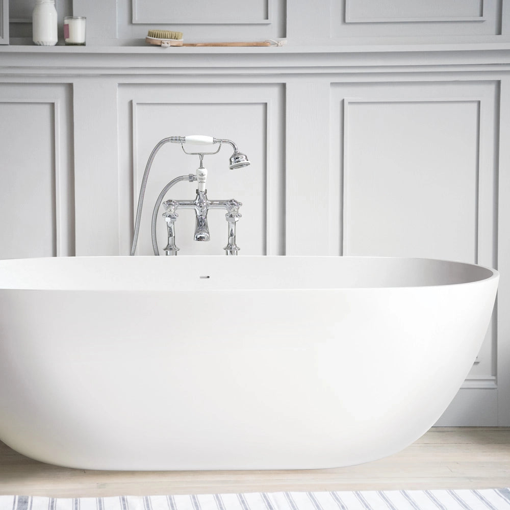 BC Designs Crea Cian Freestanding Bath, Double Ended Bath, 1665x780mm close up