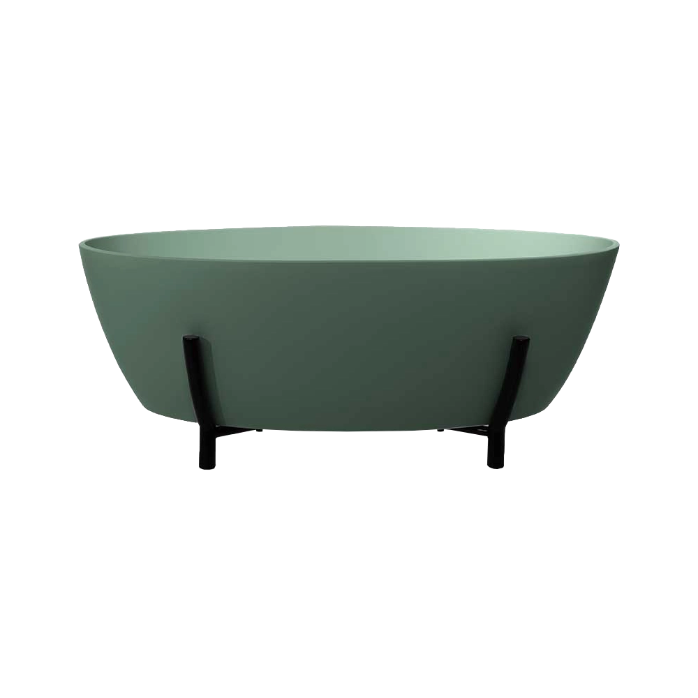 BC Designs Essex Cian Freestanding Bath, White & Colourkast Finishes 1510mm x 759mm BAB080 BAB081KG khaki green