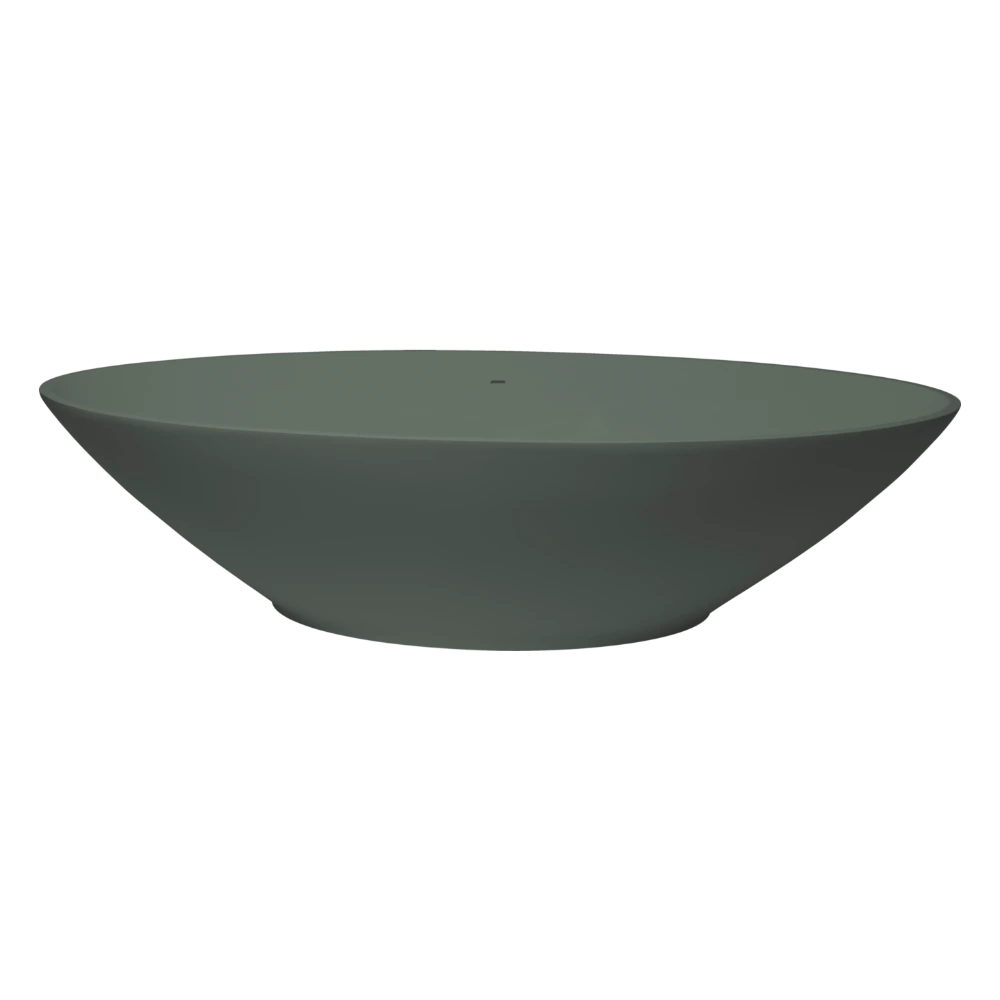 BC Designs Tasse Cian Freestanding Oval Bath, White & Colourkast Finishes 1770x880mm khaki green