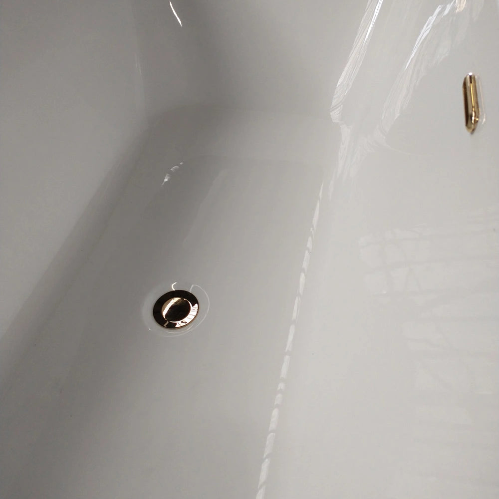 Charlotte Edwards Bath Waste Plug & Overflow polished gold showcase in bath