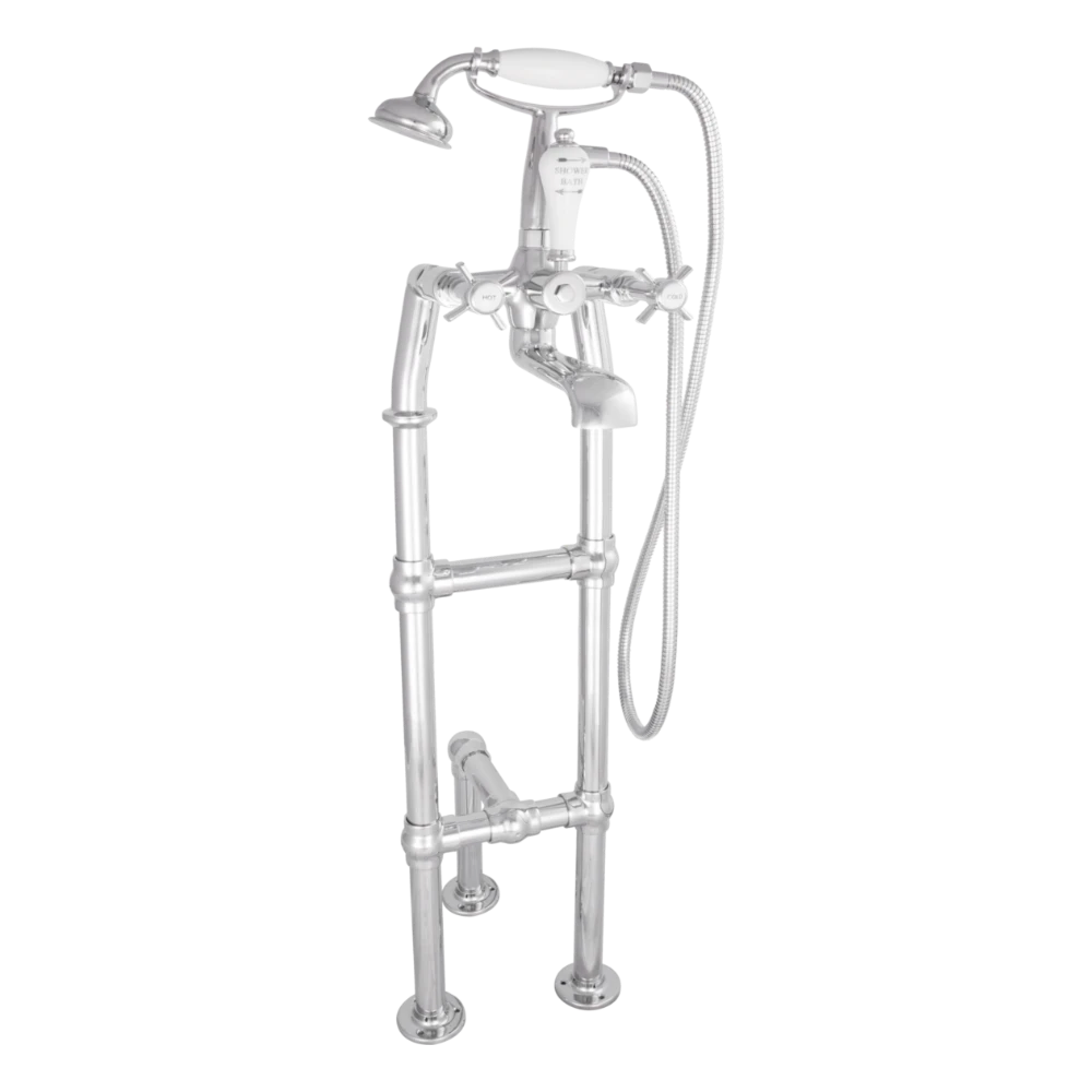 Hurlingham Freestanding Bath Spout & Shower Mixer Tap With Large Tap Stand support stand
