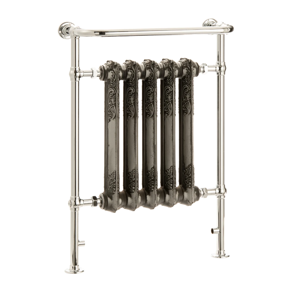 arroll heated radiator chrome exterior silver painted inner aged vintage clear background