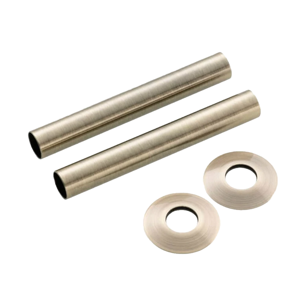 Arroll Radiator Pipe Cover Sleeves Shroud Kit with Base Plate 130mm in length and in Brushed Brass Finish
