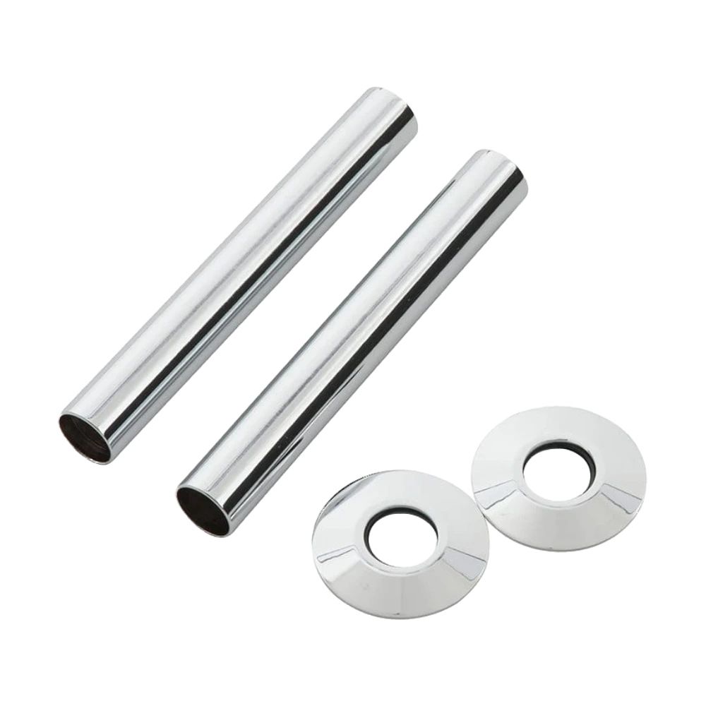 Arroll Radiator Pipe Cover Sleeves Shroud Kit with Base Plate 130mm in length and in Chrome Finish