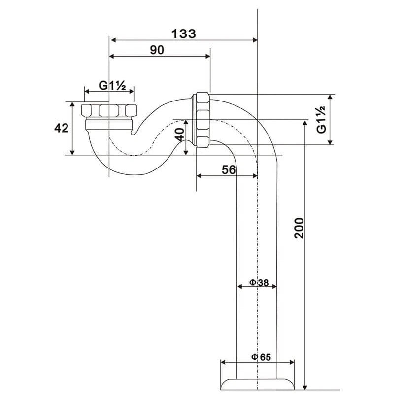 arroll Shallow Seal Trap technical drawing and dimensions 