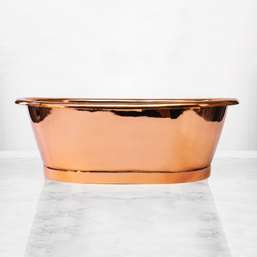 BC Designs Copper Roll Top Bathroom Wash Basin 530mm x 345mm side profile view
