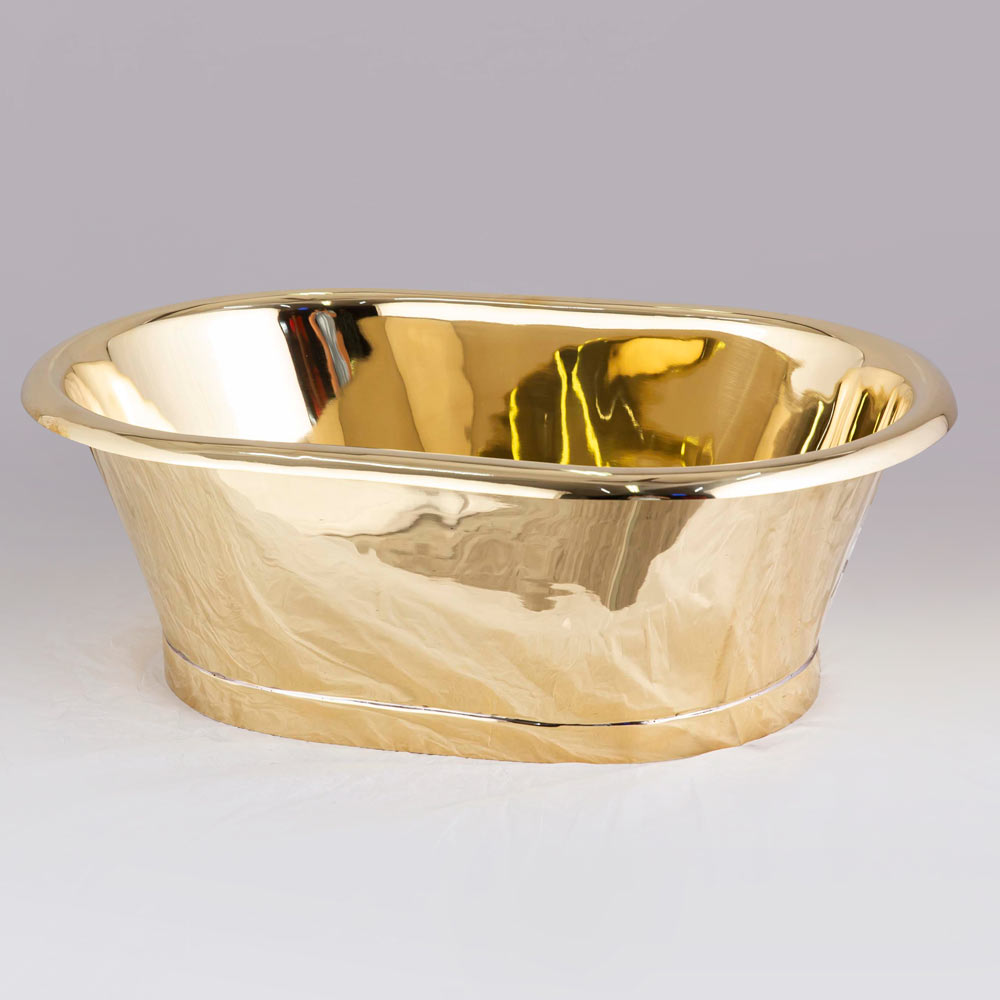 BC Designs Brass Roll Top Bathroom Wash Basin 530mm x 345mm polished with a gleaming shine