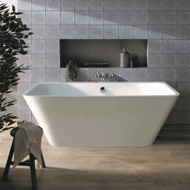 BC Designs Ancora Acrylic Square Bath, Back-To-Wall Bathtub, 1600x730mm bathroom image