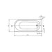 BC Designs Ancorner Acrylic Shower Bath, Back To Wall Bathtub 1700mm x 750mm specification drawing