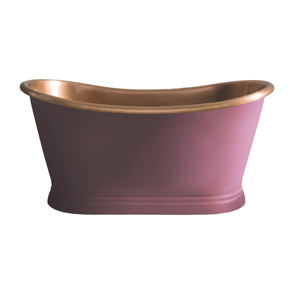 BC Designs Antique Copper Roll Top, Bespoke Painted Boat Bath 1500mm x 725mm BAC047 in pink ringwali painted finish