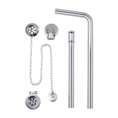 BC Designs Exposed Bath Waste, Plug & Chain with Overflow Pipe polished chrome