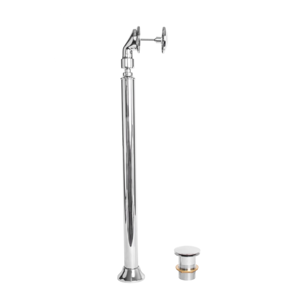 BC Designs Floor Mounted Overflow Pipe & Waste System chrome side