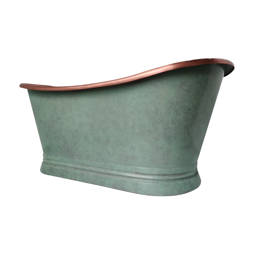BC Designs Verdigris Green Antique Copper Bath, Roll Top Bathtub 1500mm x 725mm BAC023 side view