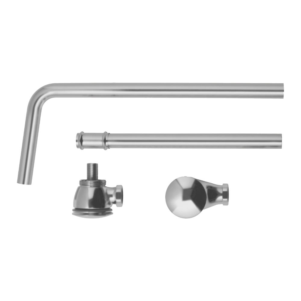 BC Designs Push Down Exposed Extended Bath Waste With Overflow Pipe brushed chrome