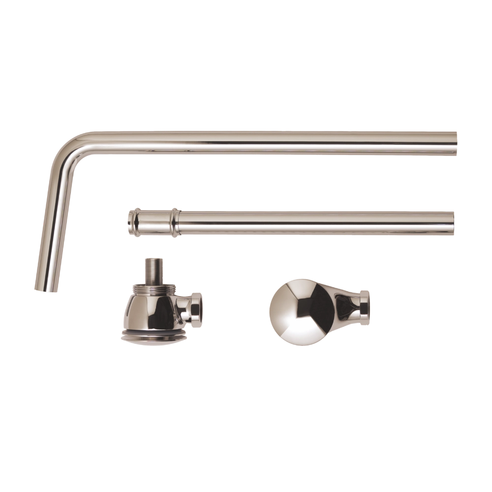 BC Designs Push Down Exposed Extended Bath Waste With Overflow Pipe nickel