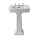 BC Designs Victrion Bathroom Ceramic Basin and Pedestal 540mm polished white with three tap holes