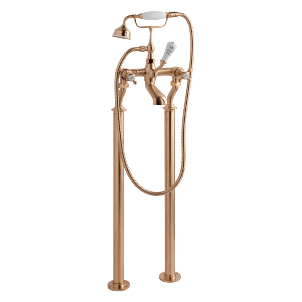 BC Designs Victrion Crosshead Deck Mounted Bath Shower Mixer in Brushed Copper finish for bathroom CTA020BCO