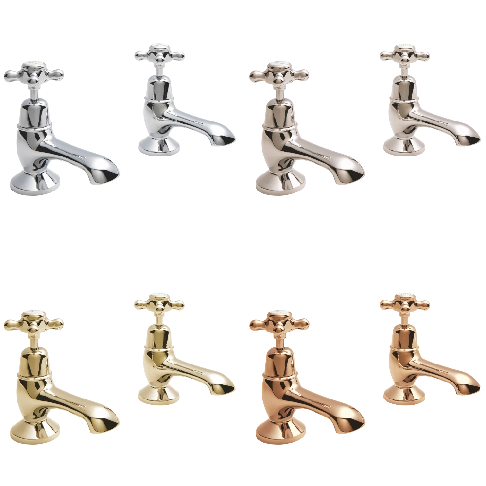 BC Designs Victrion Crosshead Pillar Bath Taps polished finishes 
