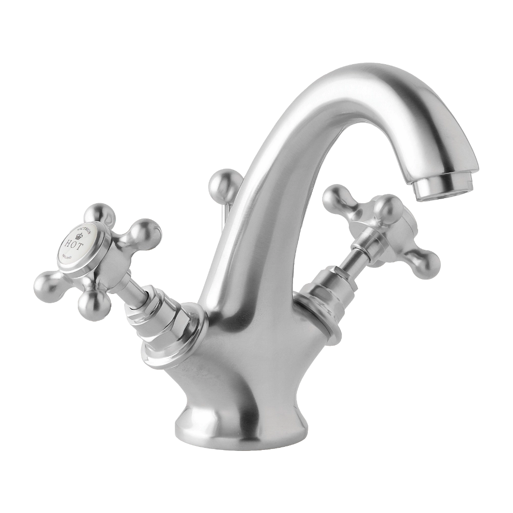 BC Designs Victrion Crosshead Mono Basin Mixer Tap Including Pop-Up Waste in Brushed Chrome Finish for your luxury bathroom CTA015BC