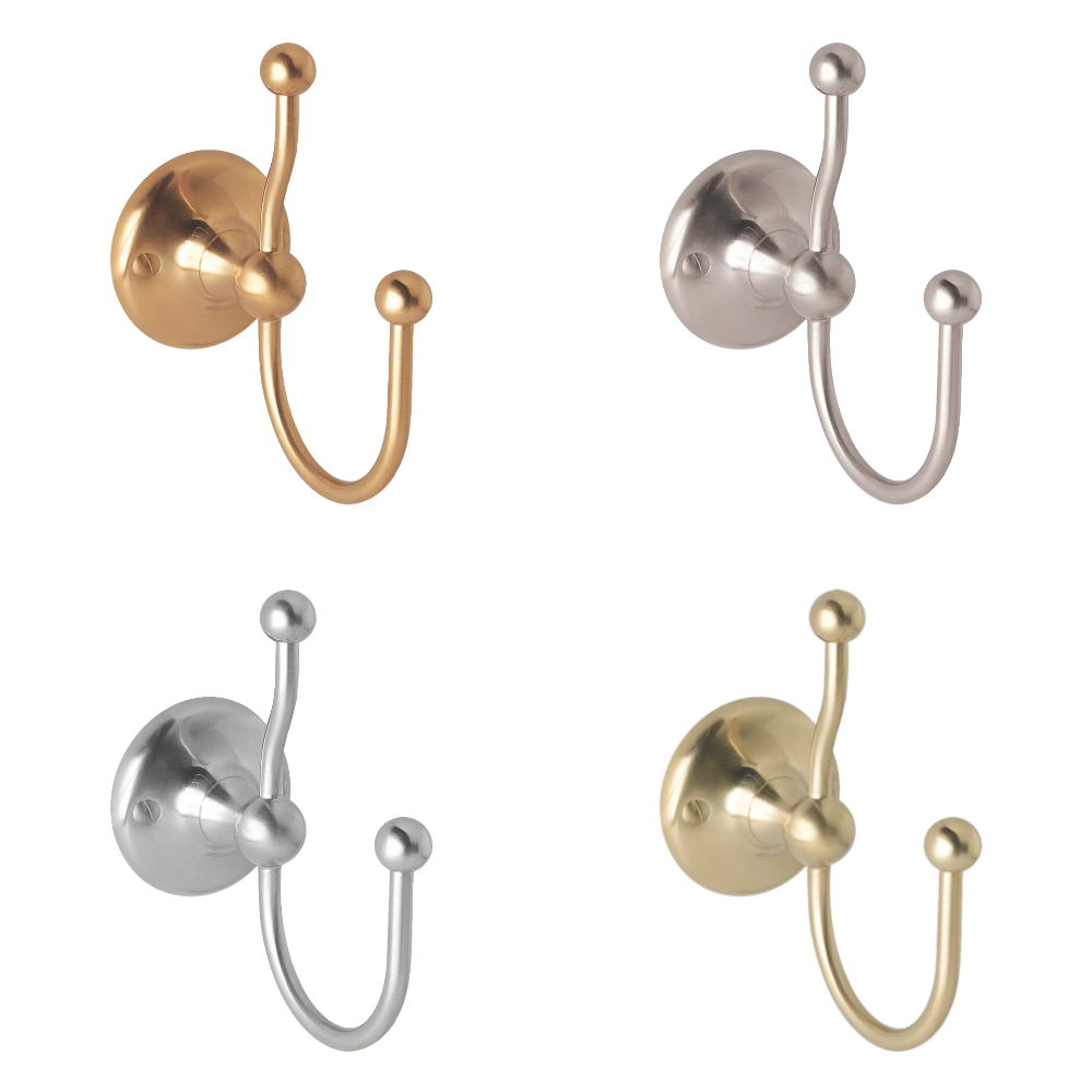 BC Designs Victrion Double Bath Robe Hook, Double Towel Hook brushed finishes