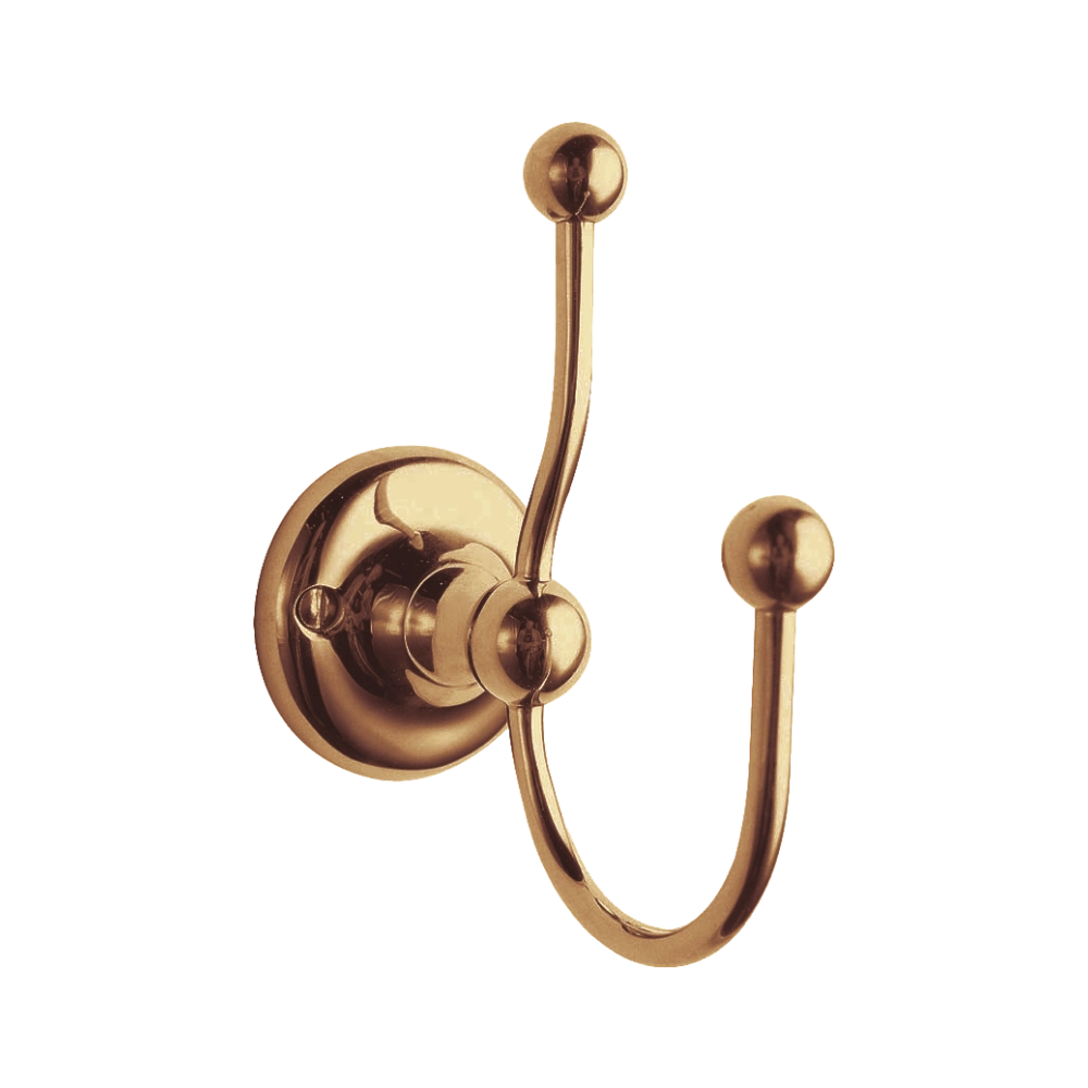 BC Designs Victrion Double Bath Robe Hook, Double Towel Hook polished copper