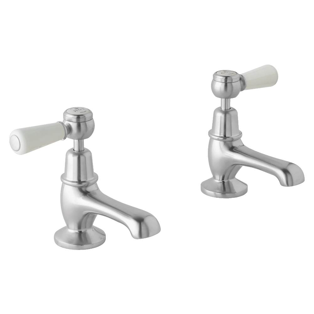 BC Designs Victrion Lever Basin Pillar Taps in brushed chrome finish CTB105BC for Bathroom Sink