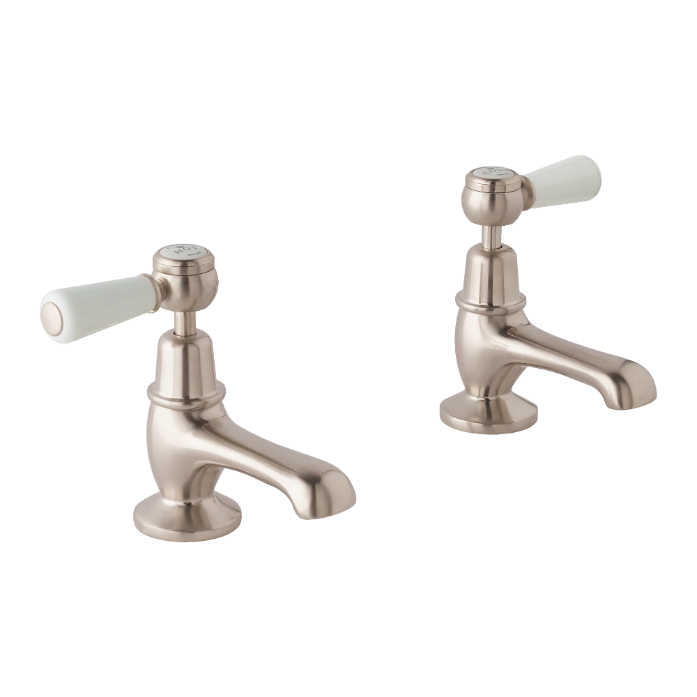 BC Designs Victrion Lever Basin Pillar Taps in brushed nickel finish CTB105BN for Bathroom Sink
