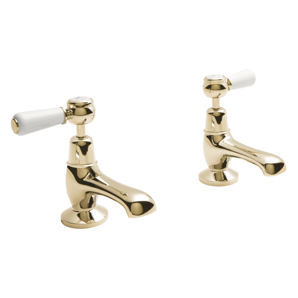 BC Designs Victrion Lever Basin Pillar Taps in polished gold finish CTB105G for Bathroom Sink