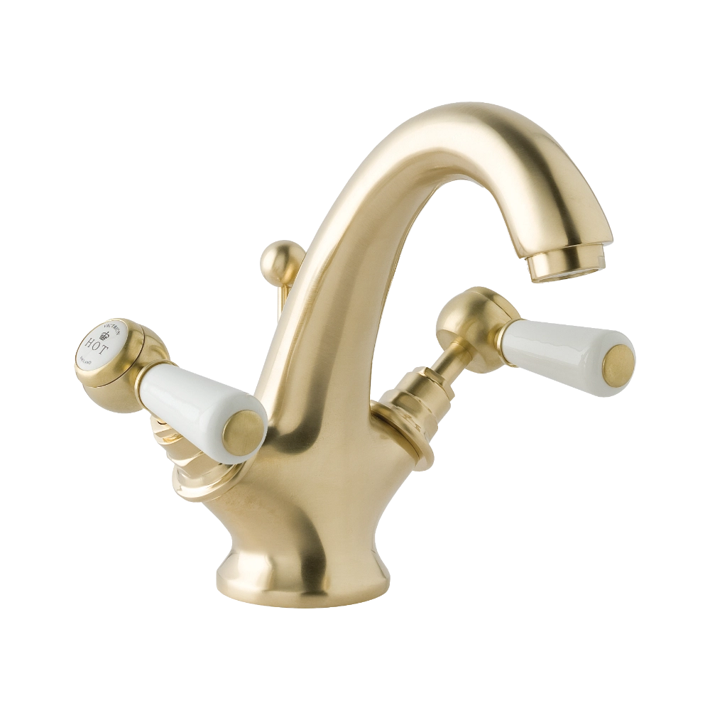 BC Designs Victrion Lever Mono Basin Mixer Tap Including Pop-Up Waste in Brushed Gold finish for luxury bathroom CTB115BG