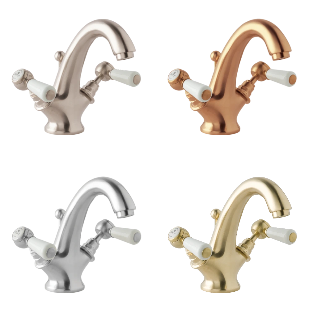 BC Designs Victrion Lever Mono Bathroom Basin Mixer Tap, 1/4 Turn Ceramic Discs brushed finishes