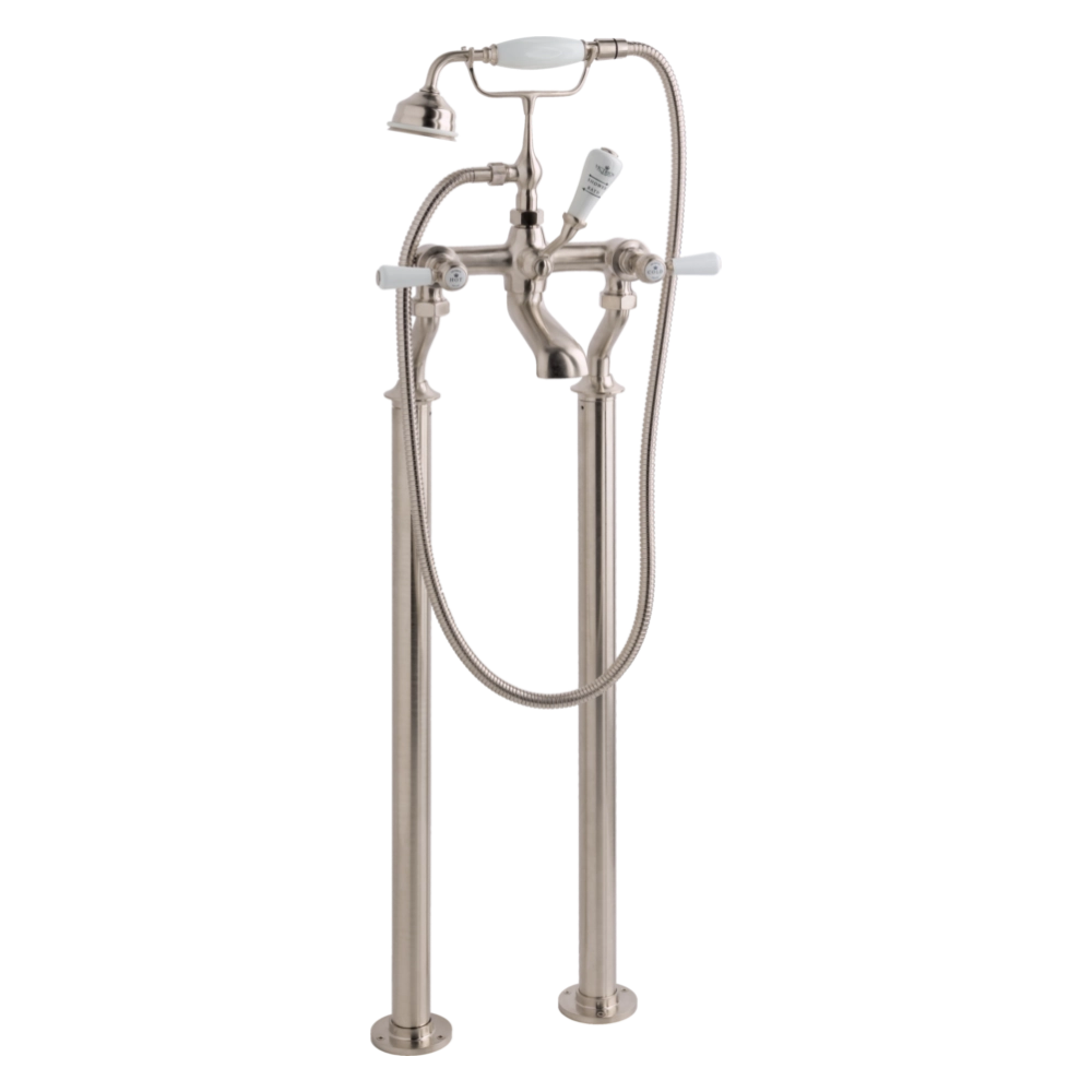 BC Designs Victrion Lever Deck Mounted Bath Shower Mixer in Brushed Nickel finish for bathroom CTB120BN
