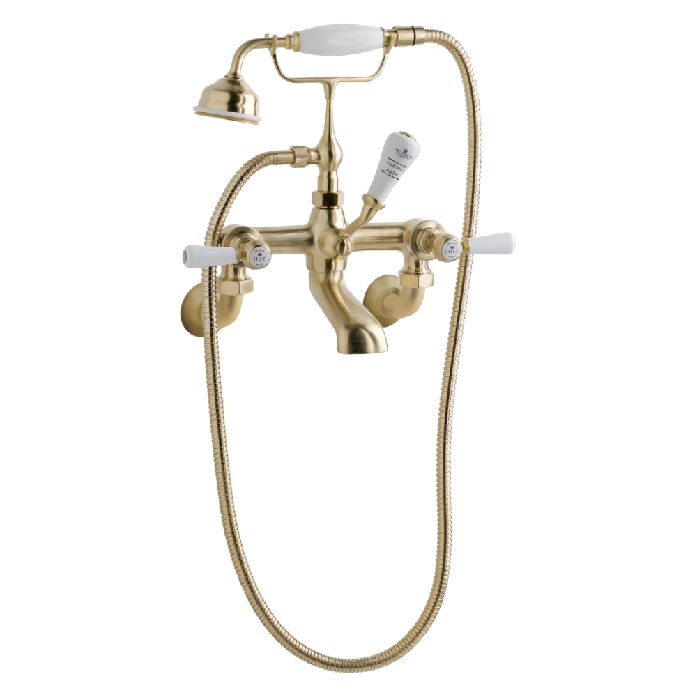 BC Designs Victrion Lever Wall Mounted Bath Shower Mixer in Brushed Gold finish for bathroom CTB121BG