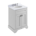 BC Designs Victrion 2-Door Bathroom Vanity Unit in Earl's Grey finish and White Marble Basin Top with 3 Tap Holes in size width 620mm BCF1000EG 