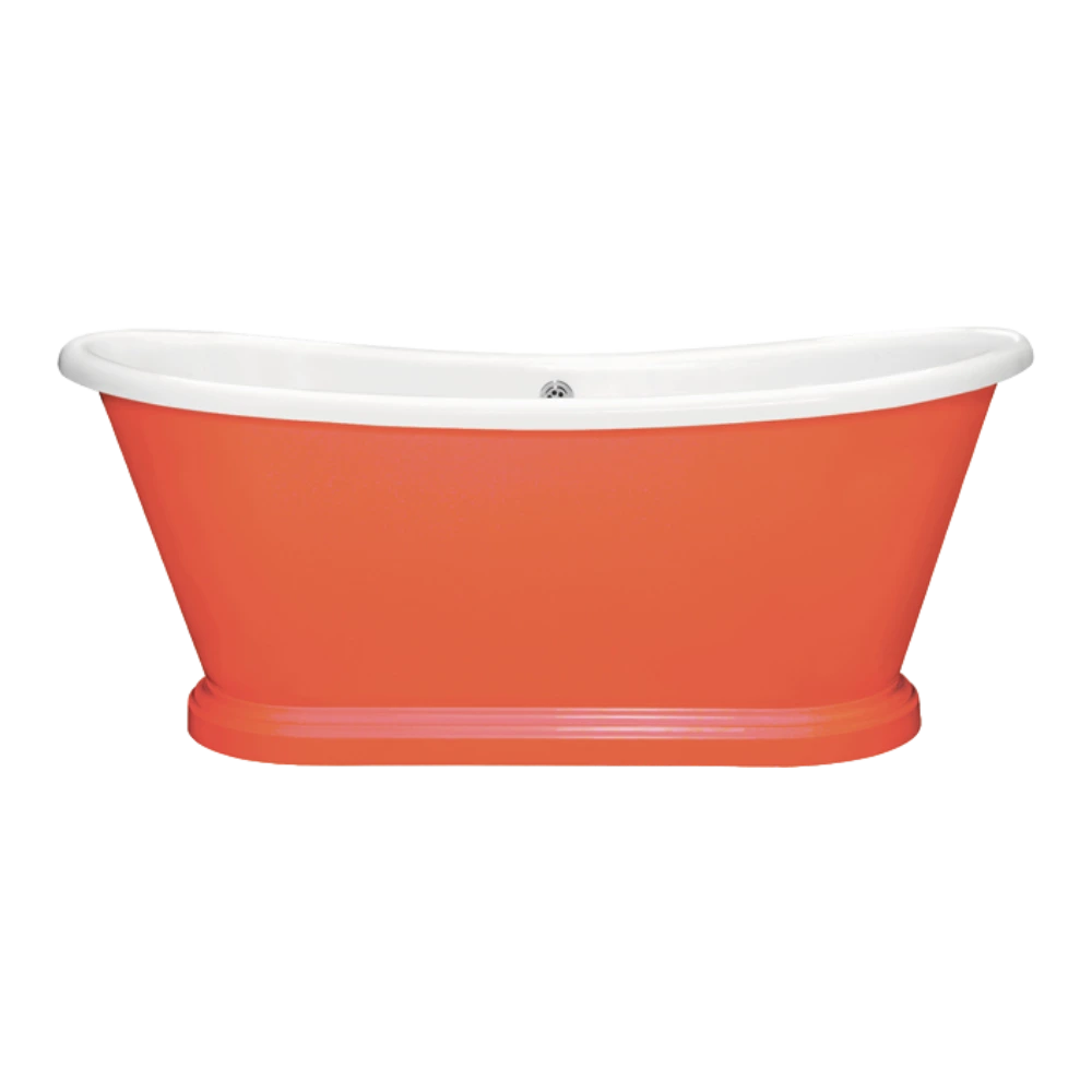 BC Designs Traditional Boat Bath, Acrylic Roll Top bespoke custom Painted Bathtub 1580mm x 750mm BAS063 orange aurora