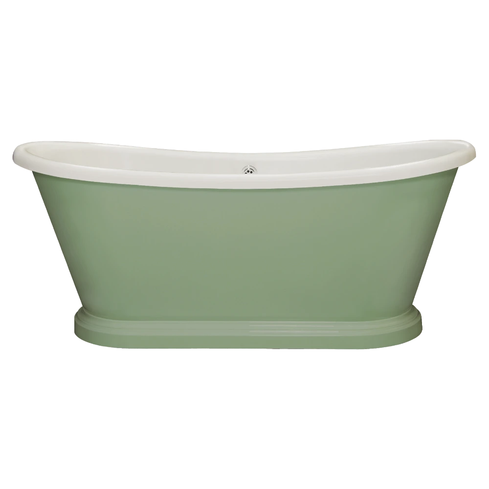 BC Designs Traditional Boat Bath, Acrylic Roll Top bespoke custom Painted Bathtub 1580mm x 750mm BAS063 light green