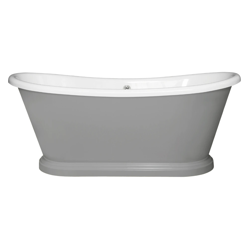 BC Designs Traditional Boat Bath, Acrylic Roll Top bespoke custom Painted Bathtub 1580mm x 750mm BAS063 ultimate grey