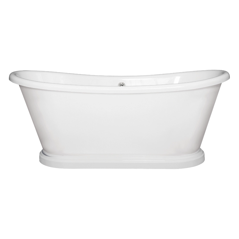 BC Designs Traditional Boat Bath, Acrylic Roll Top bespoke custom Painted Bathtub 1580mm x 750mm BAS063 white