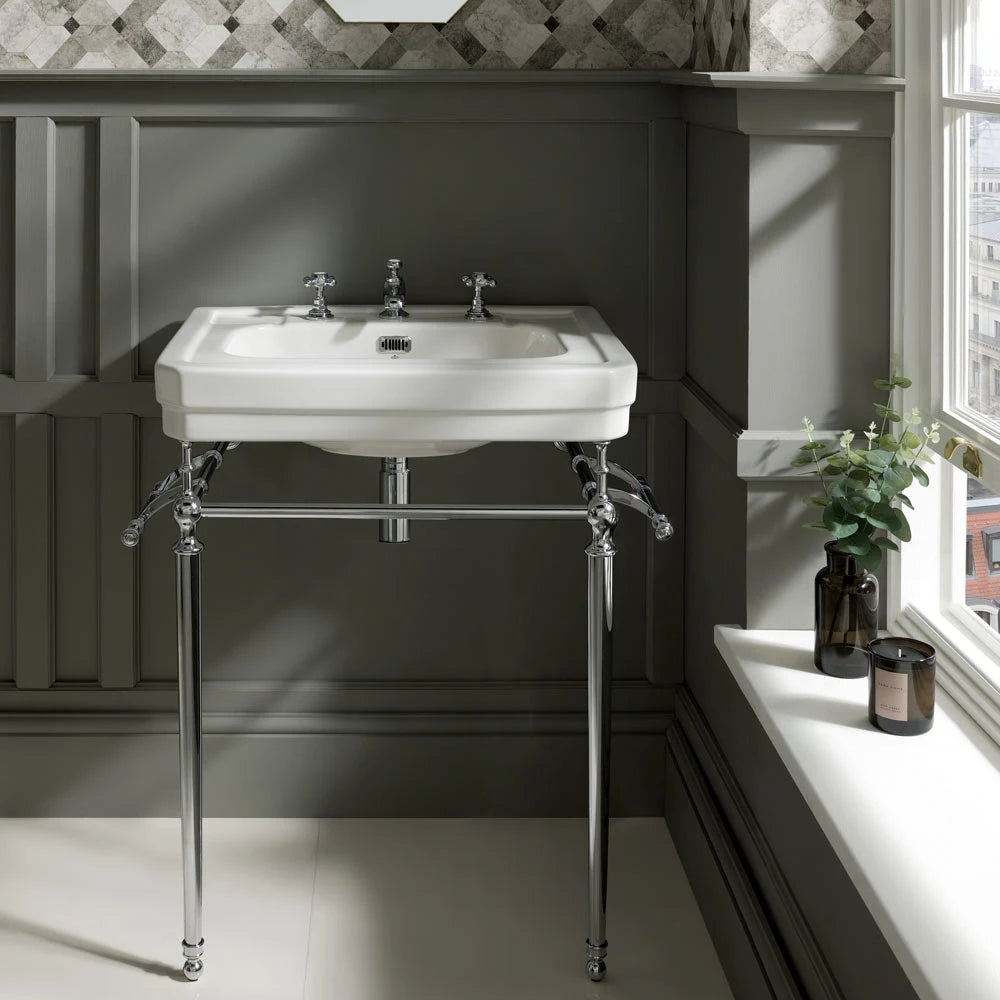 BC Designs Victrion Bathroom Wash Basin and Ardleigh Ornate Stand 640mm with three tap holes